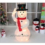 ADHW Noël Noël LED Déco Briller Bonhomme de Neige Figure Lumineux avec Écharpe Chapeau Chaud Blanc Métal Fer Cadre Laine Éclairage pour Intérieur Lumière Extérieure Color : 100cm