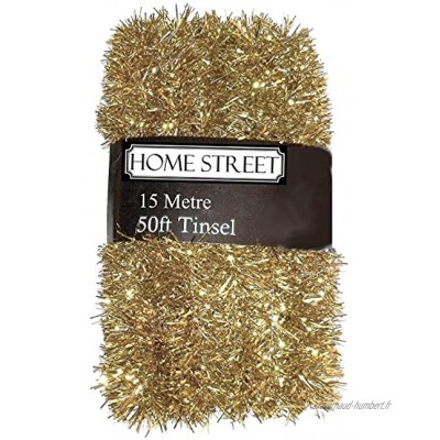 Homestreet Guirlande de Noël extra longue de 15 m dans un choix de décoration de Noël rouge argent ou doré 1 or.