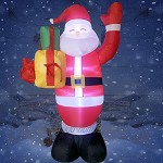 SIMGULAM 5FT Gonflable Santa Claus LED Light Up Géant Noël Gonflable Père Noël Transporter Sac Cadeau pour Blow Up Yard Décoration Intérieur Jardin Extérieur Décor De Noël