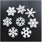 WANSHIDA QiQi Shop 50pc 35mm Mix Forme en Bois Blanc Blanc Snowflakes Noël Ornements de Noël Pendentifs en Bois de Noël Nouvel an Ange de Noël Décorations for la Maison Color : White 50pcs