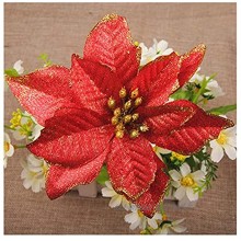 WANSHIDA QiQi Shop 5pcs Christmas artificiels Fleurs Scintillants Faux Fleurs joyeuses Arbres de Noël décoration Maison DIY Ornement de Cadeaux de Noël Color : 13cm Red 1