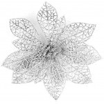 10 pcs Fleurs Artificielles EN brillant éclat Paillettes Fleur fleurs de Noël Sapin de Noël Décoration de fête de mariage diameter15cm Silver