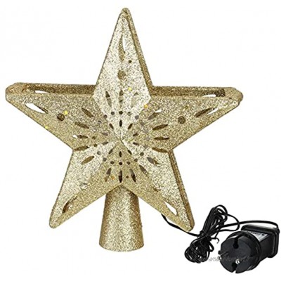 3D Glitter Star Lighted Christmas Tree Topper avec projecteur de Flocon de Neige Décorations de Noël éclairées Tree Topper pour Arbre EU Pulg Snowflake Tree TopperColor:Gold A EU Plug
