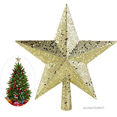 4,5 Pouces Trésors d'or Glittered Mini étoile Arbre de Noël Topper