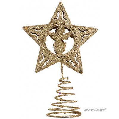 Abaodam Cimier de sapin de Noël en forme d'étoile en fer Doré