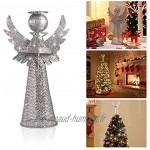 Amosfun Cimier de sapin de Noël en forme d'ange en métal argenté pour sapin de Noël Décoration pour vacances maison bureau centre commercial