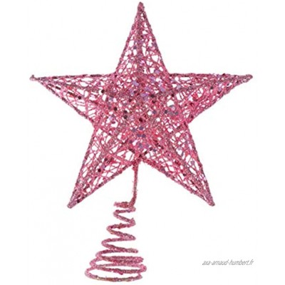 Amosfun décorations de noël décorations de Sapin de Noël de cime d'arbre étoiles Scintillantes Rose