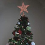 Amosfun Étoile de sapin de Noël en fer Étoile à paillettes Décoration de fête