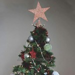 Amosfun Lot de 2 décorations de sapin de Noël en forme d'étoile scintillante Doré rose 20 cm 25 cm