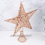 Amosfun Lot de 2 décorations de sapin de Noël en forme d'étoile scintillante Doré rose 20 cm 25 cm