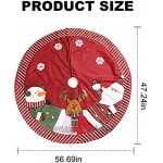 Angel&H Couvre-pied de sapin de Noël rouge de 1,2 m motif Père Noël bonhomme de neige élan