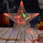 Arbre de Noël Topper Star LED Light 7 LED Stared Star Christmas Tree Top Ornement Pentagram Accessoires de décoration de Noël alimenté par Batterie USB