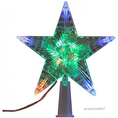 Arbre de Noël Topper Star LED Light 7" LED Stared Star Christmas Tree Top Ornement Pentagram Accessoires de décoration de Noël alimenté par Batterie USB