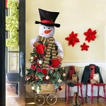 Bold Manner Bonhomme de Neige Textile Non-Tissé Cimier Pointe de Sapin Décoration Noël