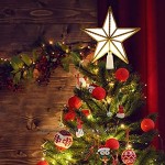 Cimier de sapin de Noël en forme d'étoile LED blanc chaud Décoration de sapin de Noël Décoration d'intérieur Lampe décorative pour sapin de Noël