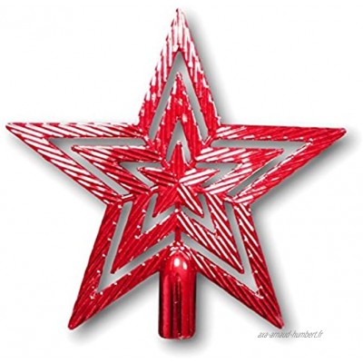 Cimier de Sapin de Noël Étoile Paillettes Brillantes 19 cm Rouge