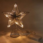 CVHOMEDECO. Silver Glitter 3D Tree Top Star avec lumières LED blanches chaudes et minuterie pour la décoration d'arbre de Noël et la décoration saisonnière des vacances 20,3 cm