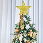 EAONE Étoile plate de 20,3 cm pour sapin de Noël Décoration dorée à paillettes Étoile à 5 branches pour sapin de Noël Décoration pour fête ou maison