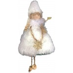 EliteMill Pendentif ange de Noël fait à la main avec flocon de neige en forme de cœur brillant en peluche pour sapin de Noël Décoration de maison