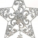 Fashionikon Étoile creuse argentée métallique pour sapin de Noël 25 cm Pour la maison le bureau l'école