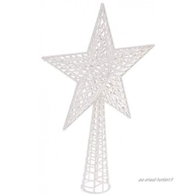 FEERIC CHRISTMAS Décoration de Sapin de Noël Cimier Étoile Blanc pailleté H 38 cm