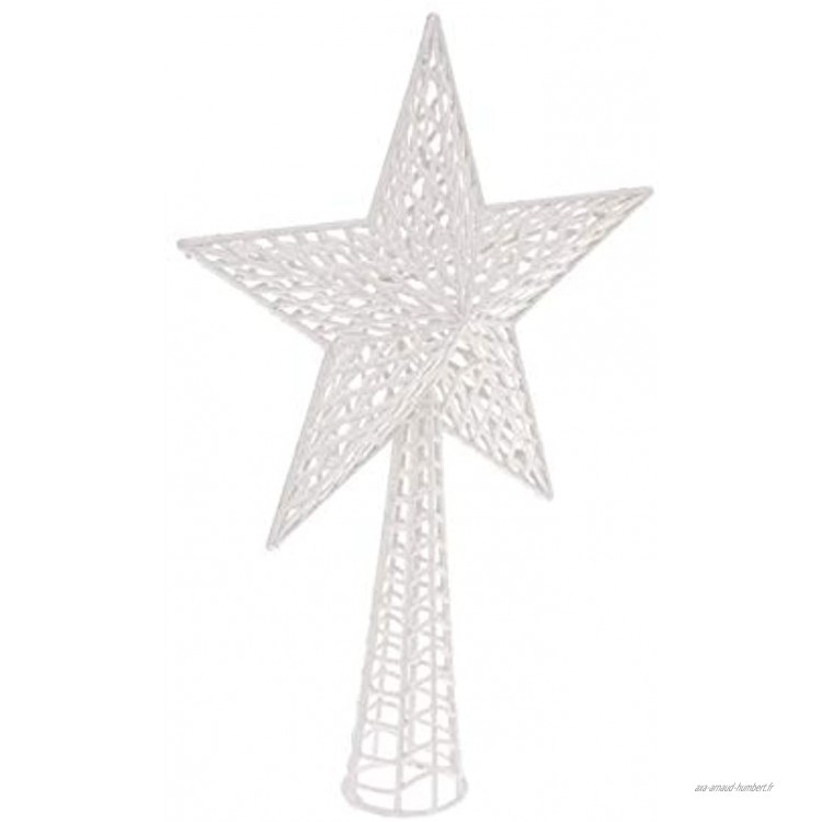 FEERIC CHRISTMAS Décoration de Sapin de Noël Cimier Étoile Blanc pailleté H 38 cm