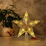 gilivableskr Décoration d'arbre de Noël avec LED Projecteur étoile à Cinq Branches Rotatif 3D Glitter Blanc Chaud Star Tree Topper Étoile de 9 Pouces pour Les décorations de Sapin de Noël