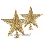 Librotime Étoile À Cinq Branches Décoration De Noël Star Tree Topper Christmas Glitter Star Ornement Décoration De La Cime des Arbres Or