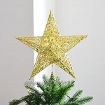 Librotime Étoile À Cinq Branches Décoration De Noël Star Tree Topper Christmas Glitter Star Ornement Décoration De La Cime des Arbres Or