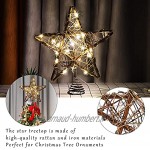 MSUIINT Cimier de sapin de Noël 30,5 cm étoile en rotin naturel étoile à 5 points décoration pour sapin de Noël