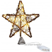 MSUIINT Cimier de sapin de Noël 30,5 cm étoile en rotin naturel étoile à 5 points décoration pour sapin de Noël