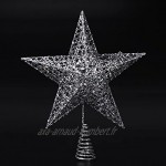 NICEXMAS 20 cm étoile Argenté Sapin Exquis Shimmery étoile de Sapin de Noël Décoration d'arbre de Noël 5 étoile à décor dans