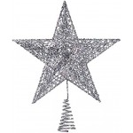 NICEXMAS 20 cm étoile Argenté Sapin Exquis Shimmery étoile de Sapin de Noël Décoration d'arbre de Noël 5 étoile à décor dans