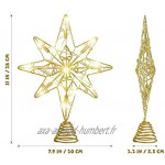 OSALADI Cimier de sapin de Noël illuminé en forme d'étoile à huit branches avec guirlande lumineuse en fil de fer pour sapin de Noël décoration d'intérieur doré