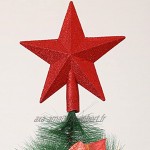 PRETYZOOM Topper d'arbre de Noël avec Etoile à Cinq Branches Ornement de Sapin Noel Rouge 20CM