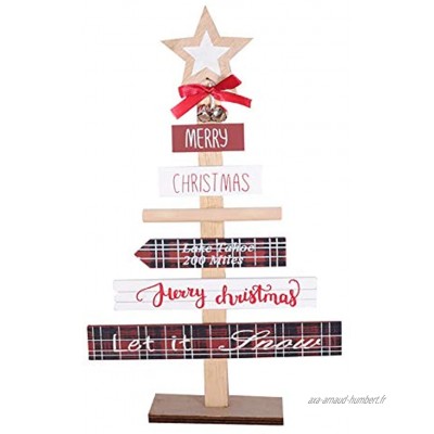 SHINROAD Décoration de table en forme d'arbre de Noël avec lettres imprimées