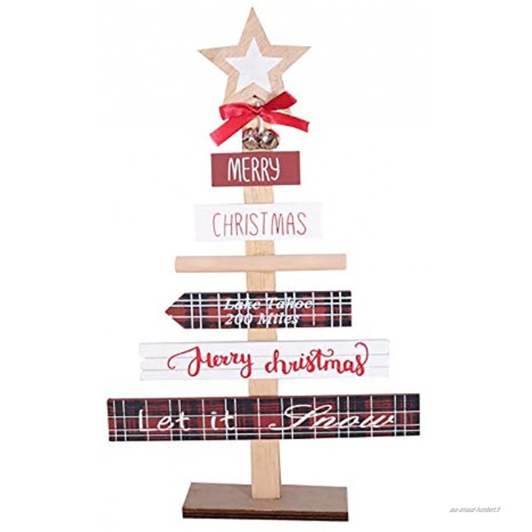 SHINROAD Décoration de table en forme d'arbre de Noël avec lettres imprimées