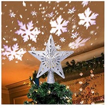 Star Christmas Tree Topper LED Star Top Flocon De Neige Projecteur Décoration De Sapin De Noël Vacances Xmas Party Suspendu Ornement Flocon De Neige Tree TopperColor:EU Plug A