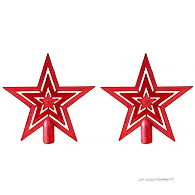 Timpfee Lot de 2 étoiles décoratives à paillettes pour sommet de sapin de Noël Rouge