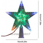 XHONG Cimier de sapin de Noël en forme d'étoile avec lumière LED colorée 18 cm