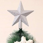 Yi-Achieve Étoile Haut du Sapin De Noël Décoration De Noël PVC Glitter Tree Top Ornement Festival De Fournitures De Noël Décorations-Argent