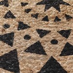 Douceur d'Intérieur tapis deco rond 0 90 cm jute imprime silha noir