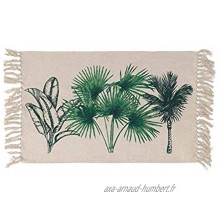 Douceur d'Intérieur tapis rectangle a franges 50 x 80 cm coton imprime equatoria jungle