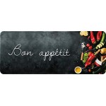 ID MAT Decor de Cuisine Bon Appetit Decor de Cuisine Fibres Synthétiques Noir 50x120x0 4 cm