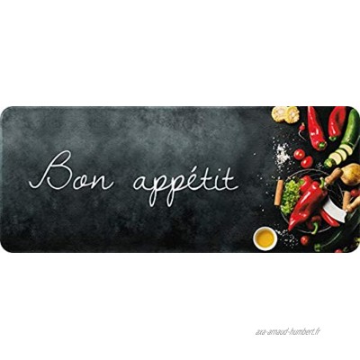 ID MAT Decor de Cuisine "Bon Appetit Decor de Cuisine Fibres Synthétiques Noir 50x120x0 4 cm