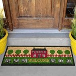 Paillasson d'entrée pour la maison en coco avec base en PVC peint à la main maison rouge avec inscription «Welcome» 70 x 25 x 2 cm. Facile à nettoyer et ultrarésistant