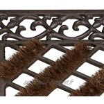 Relaxdays Paillasson en fonte avec brosse essuie-pieds tapis d'entrée en fonte rectangle H x l x P: 4 x 72 x 46 cm style maison de campagne ancien anti-dérapant natte de sol bronze