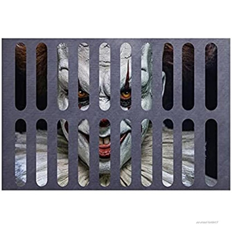 Tapis de Sol 3D Halloween Clown Tapis de Sol Anti-dérapant Tapis d'entrée de Tapis de Porte de Bienvenue d'horreur pour décor de Porte d'entrée Halloween Taille 40 × 60cm