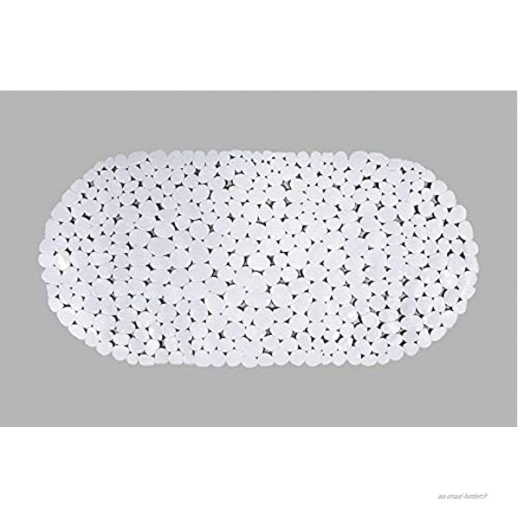 AQUALONA Tapis de Bain Galets en PVC Blanc 36 x 69 cm