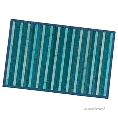 Bamboo Tapis en bois avec dos antidérapant disponible dans différentes mesures dégradé de couleurs Idéal pour cuisine chambre salle de bain 50x77 cm bleu